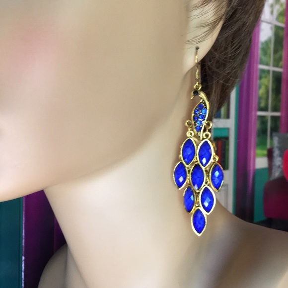 Blue Peacock Earrings - Picture 7 of 7